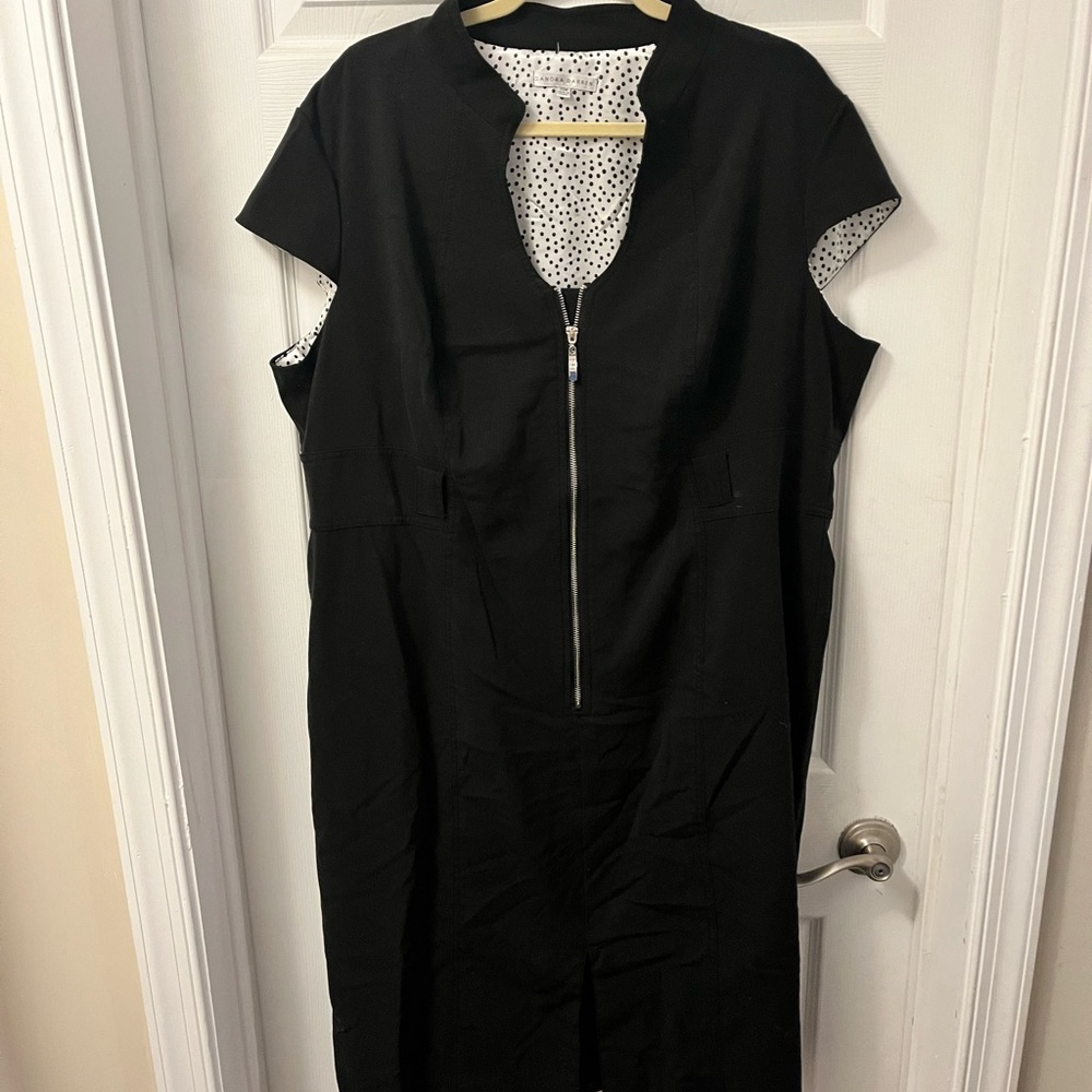 Flattering belted black classic dress